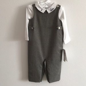 NWT Ralph Lauren Wool Overall & Bodysuit Set 6M